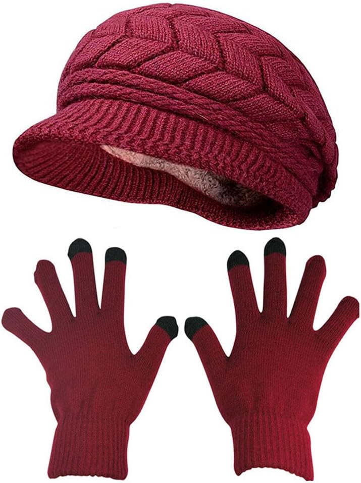 HINDAWI Winter Hats Gloves for Women Knit Warm Snow Ski Outdoor Caps Touch Screen Mittens - Image 1